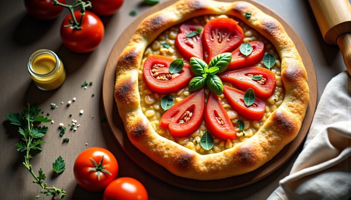 Délice Provençal : Tarte Savoureuse à la Moutarde, au Thon et aux Tomates Fondantes
