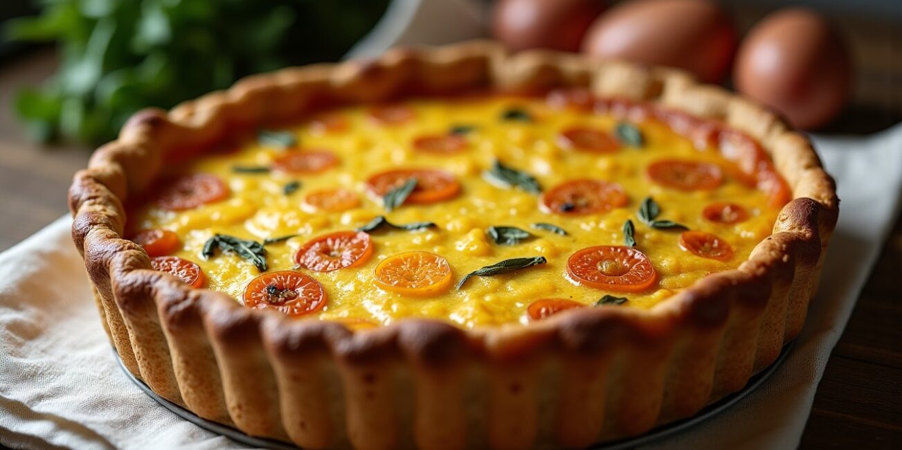 Délicieuse quiche aux poireaux maison sur pâte brisée croustillante