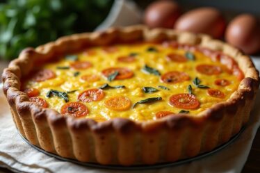 Délicieuse quiche aux poireaux maison sur pâte brisée croustillante