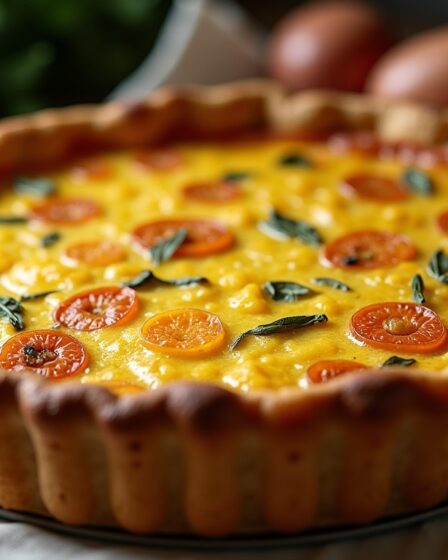 Délicieuse quiche aux poireaux maison sur pâte brisée croustillante