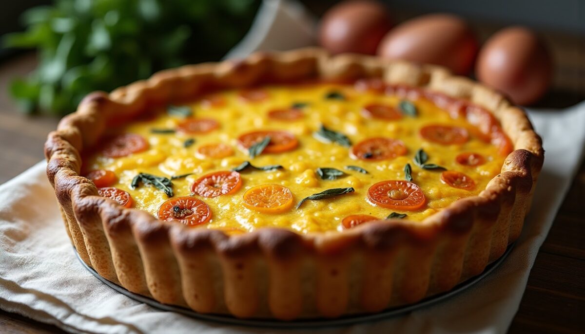 Délicieuse quiche aux poireaux maison sur pâte brisée croustillante